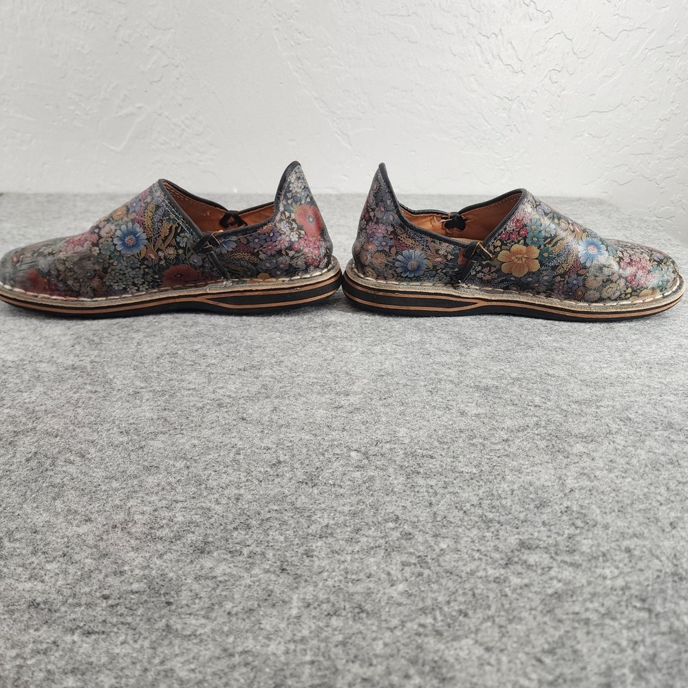 LL Bean Size 8 | Floral Leather Comfort Loafers Slip On Shoes Clogs Garden Shoe - Picture 4 of 7